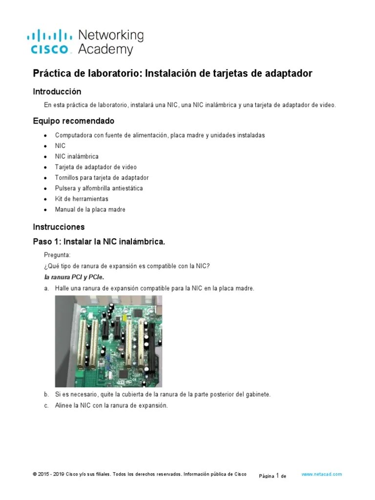2.1.5.6 Lab Install Adapter Cards PDF Arquitectura X86