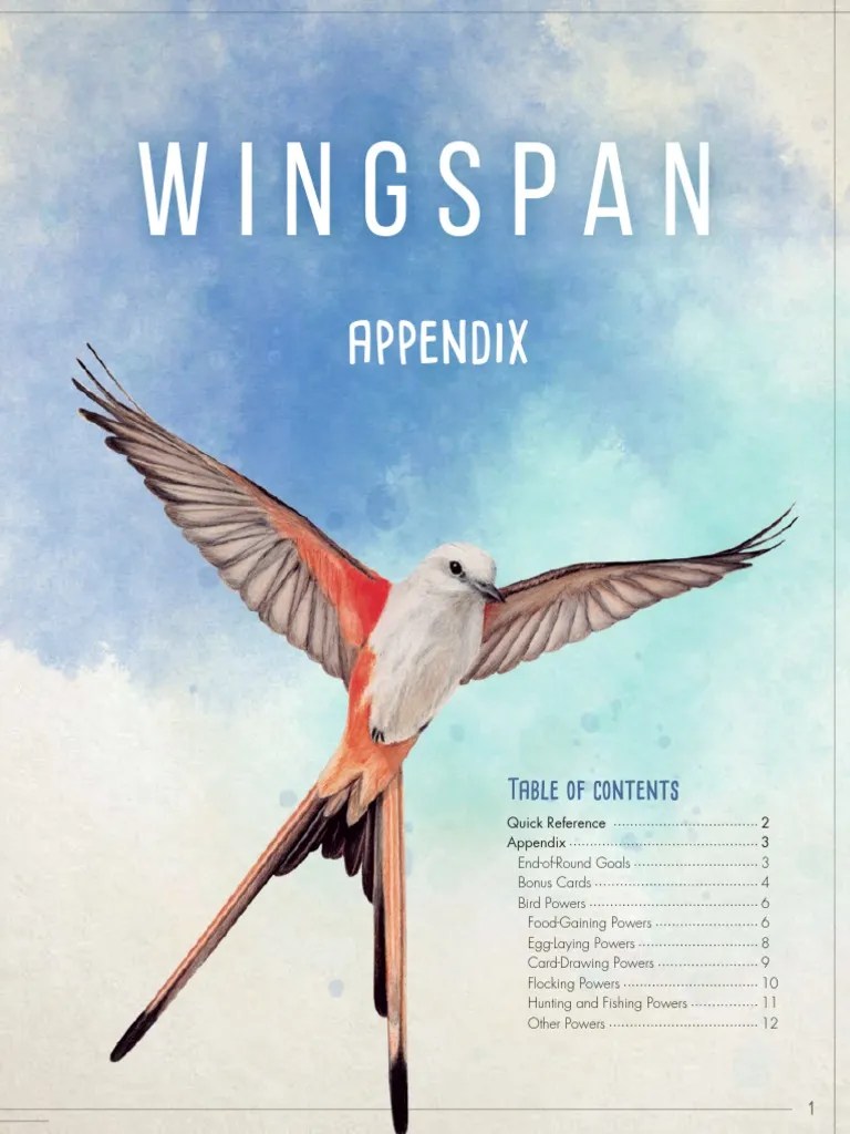 Wingspan Appendix A Comprehensive Guide to Game Rules, Components, and