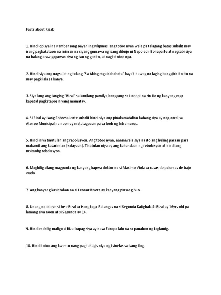 Facts About Rizal PDF