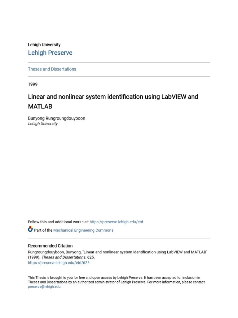 Linear and System Identification Using LabVIEW and MATL PDF