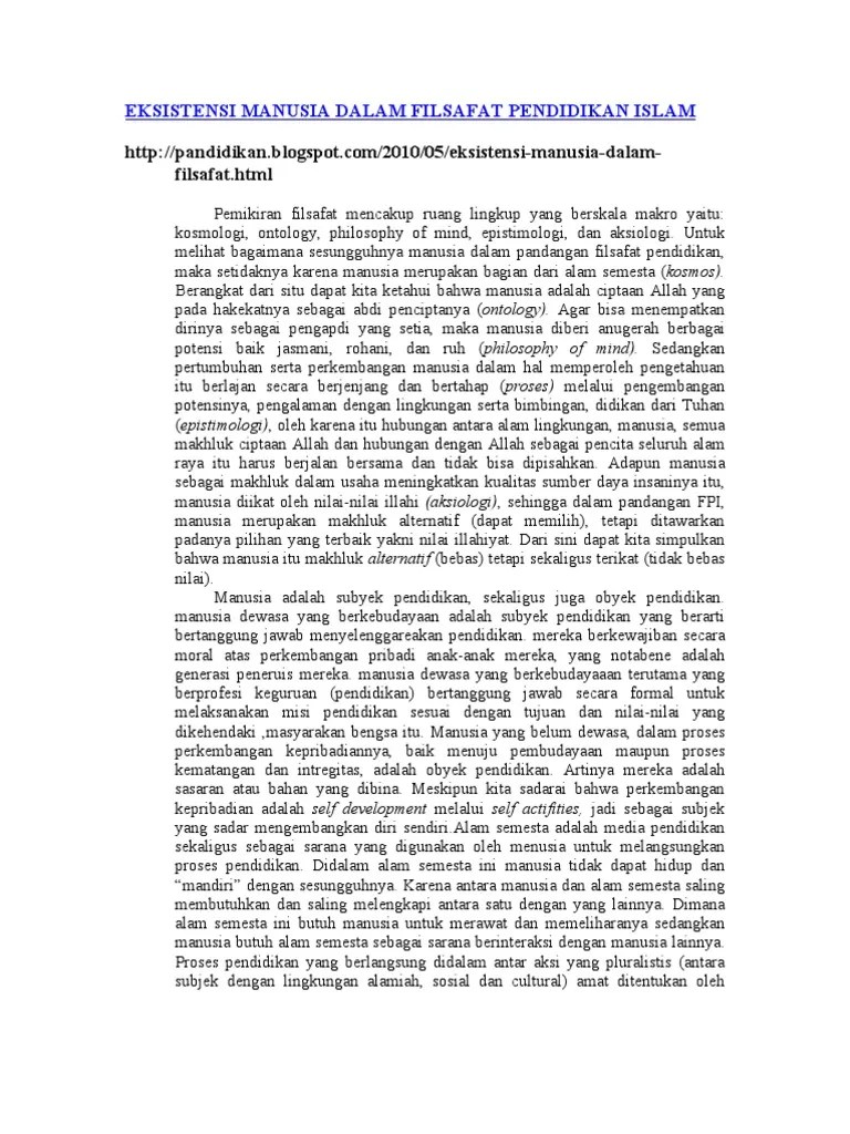 Eksistensi Manusia Dalam Filsafat Pendidikan Islam PDF