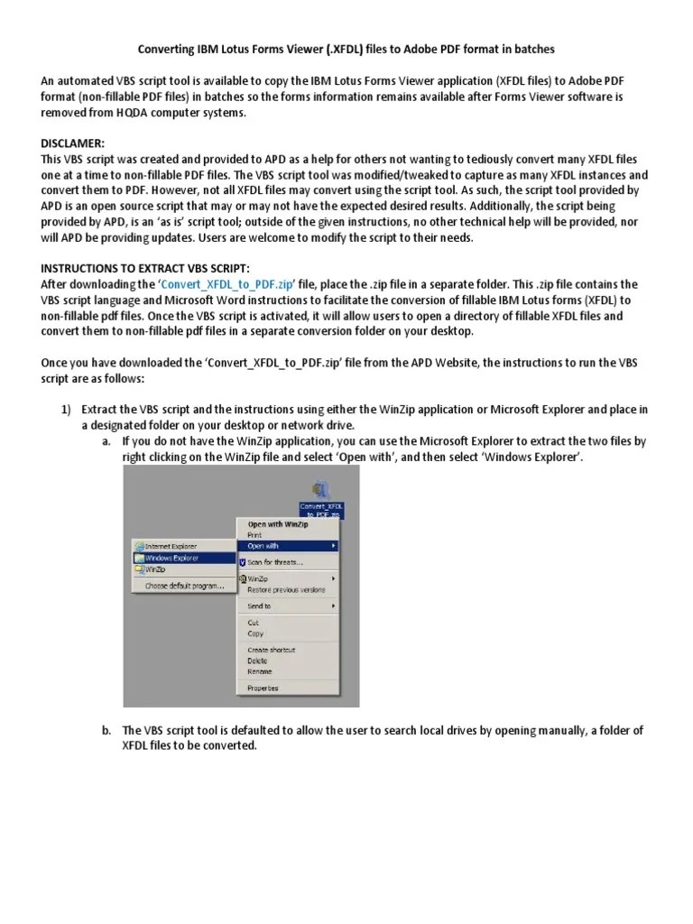 Convert XFDL To PDF Zip Converting IBM Lotus Forms Viewer (.XFDL) Files To Adobe PDF