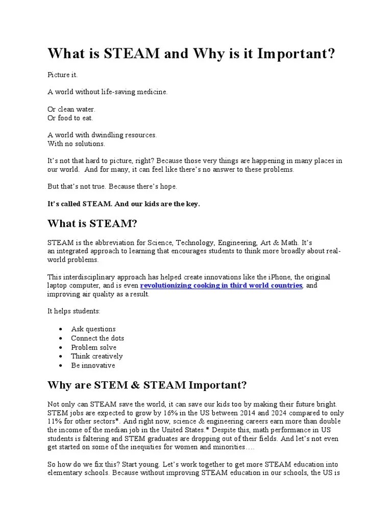 What Is STEAM and Why Is It Important PDF