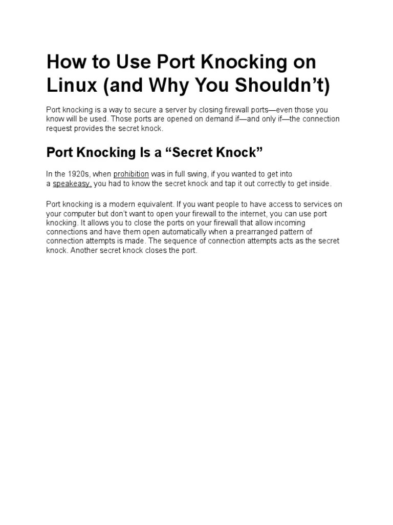 How To Use Port Knocking On Linu1 PDF