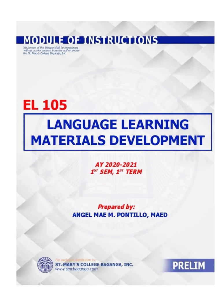 Language Learning Materials Development AY 20202021 1 SEM, 1 Term PDF