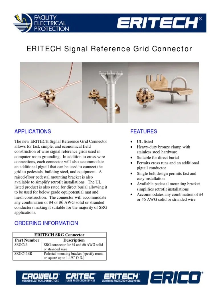 ERITECH Signal Reference Grid Connector Applications Features PDF