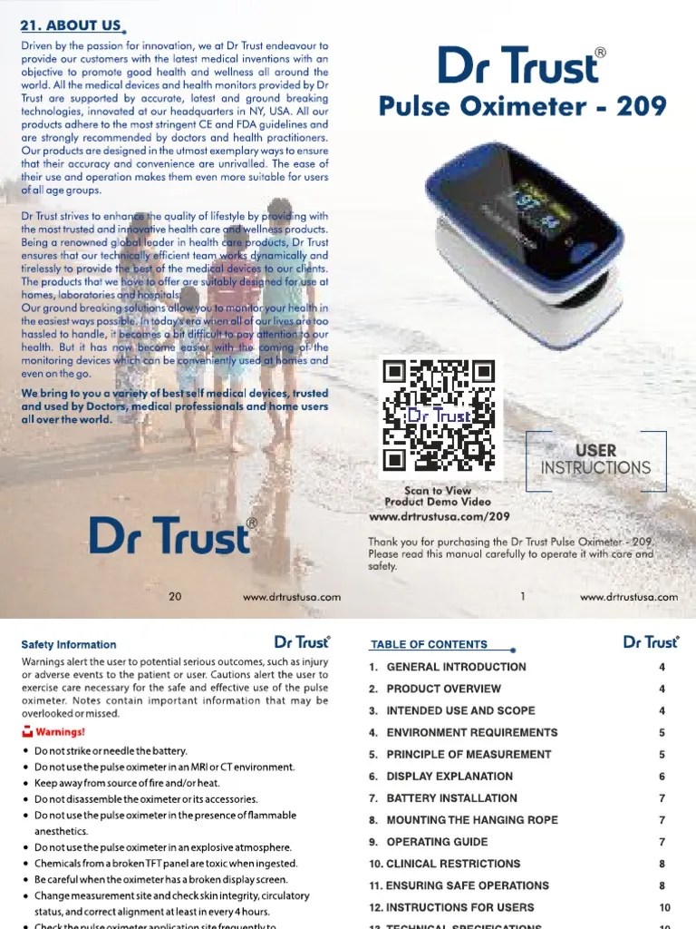 Pulse Oximeter 209 User Manual 2 Lower PDF