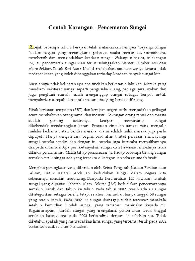 Contoh KaranganPencemaran Sungai