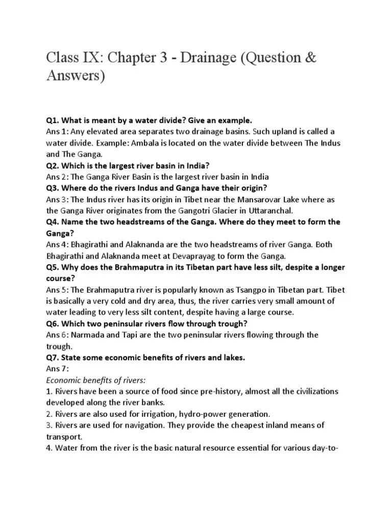 Class IX Chapter 3 Drainage (Question & Answers) Economic Benefits