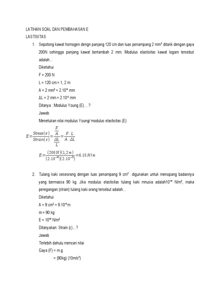 Latihan Soal Dan Pembahasan Elastisitas | PDF