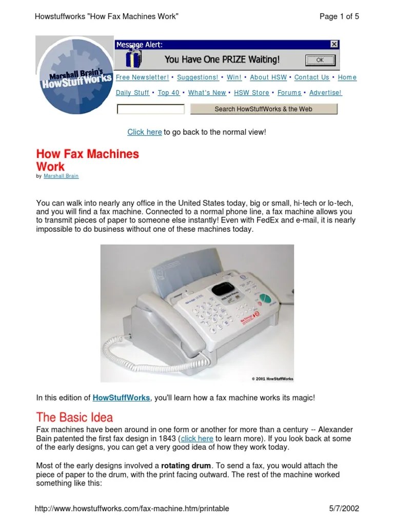 How Fax Machines Work The Basic Idea PDF Fax Image Scanner