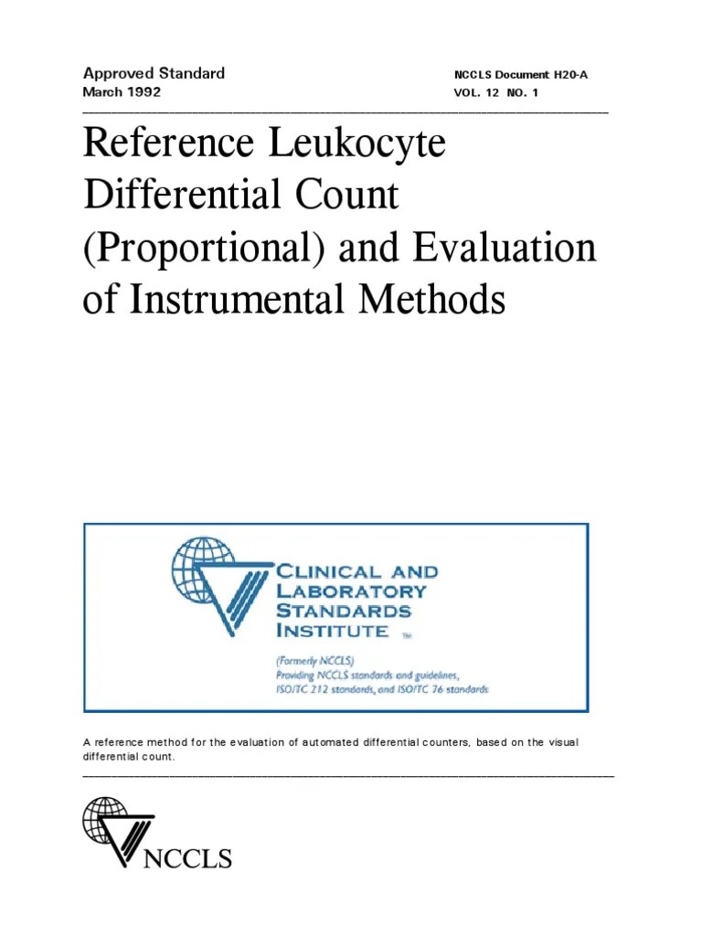 Reference Leukocyte Differential Count (Proportional) and Evaluation of