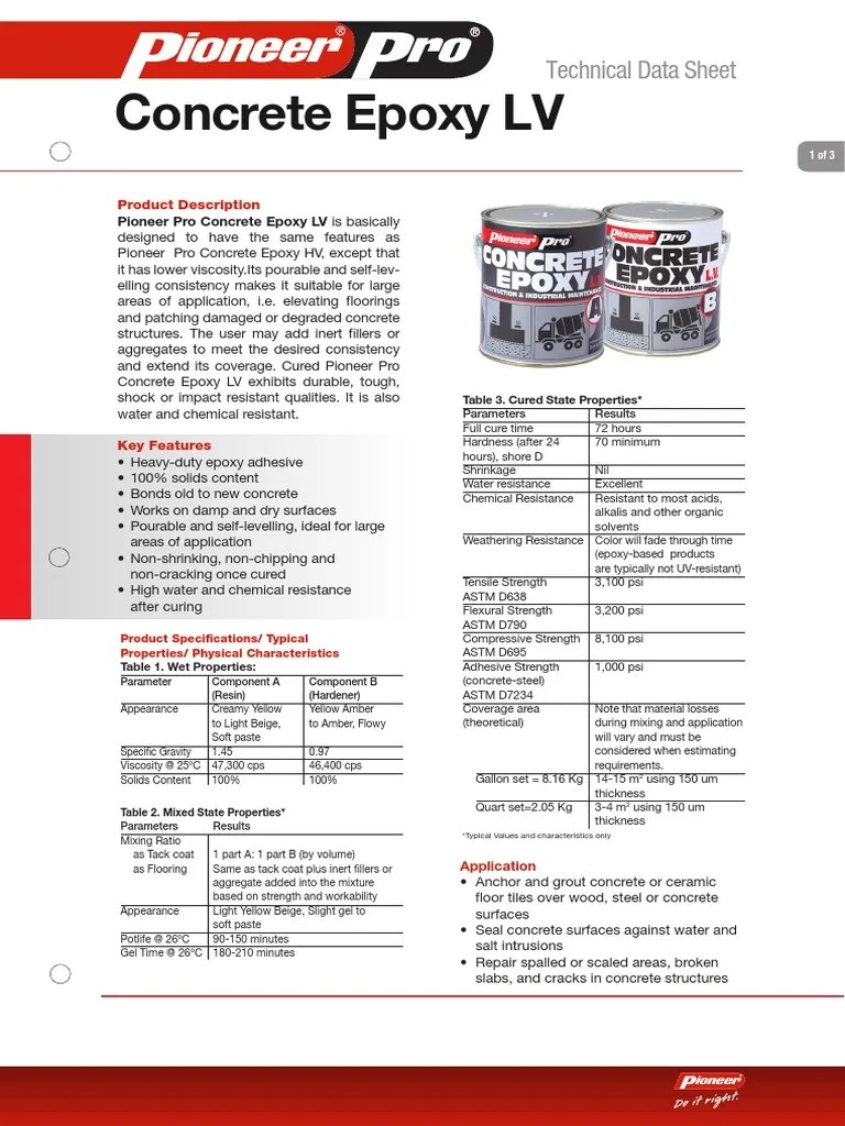 TDS PPro Concrete Epoxy LV 051520 PDF PDF Epoxy Concrete