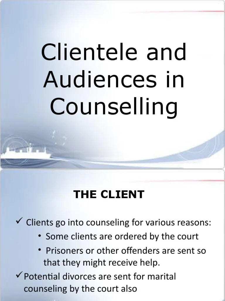Clientele and Audiences in Counselling PDF School Counselor