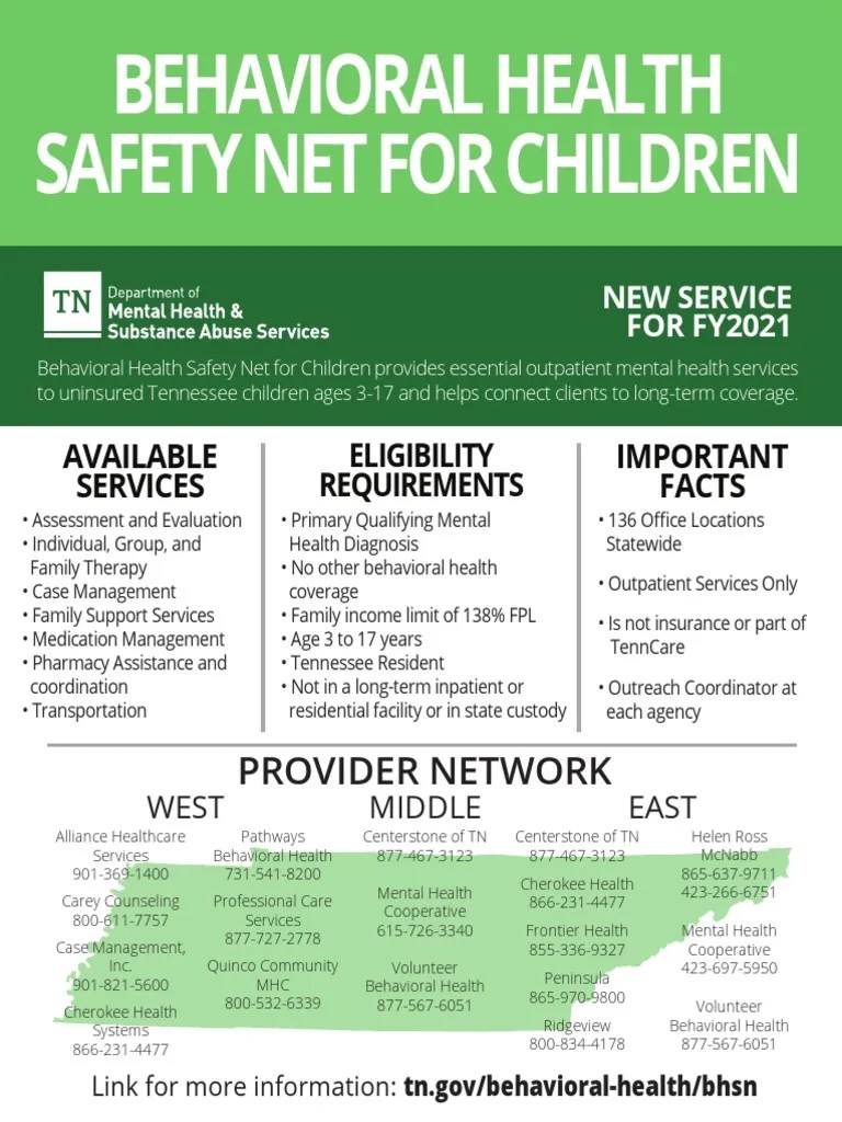 Tennessee Behavioral Health Safety Net Information Mental Health