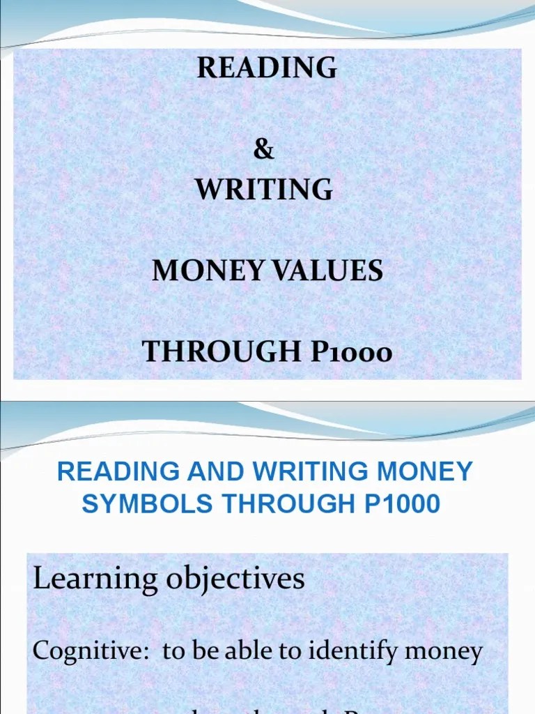 Reading & Writing Money Values Through P1000 PDF Foreign Exchange