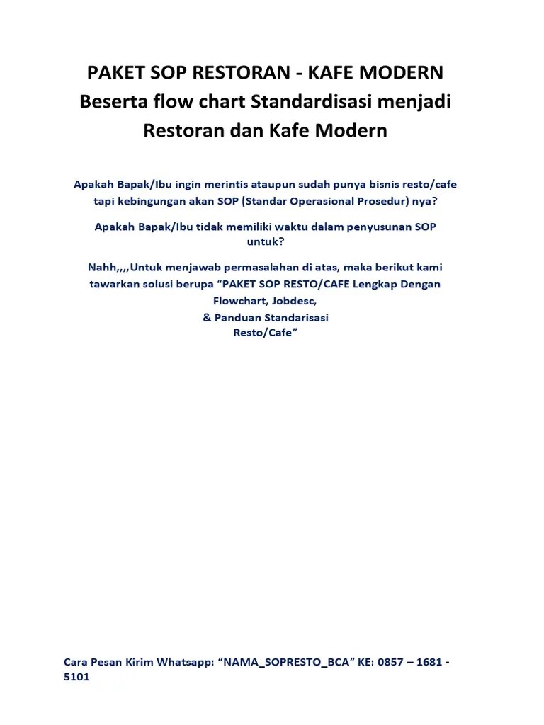 Standar Operasional Prosedur Cafe Pdf Belajar Online