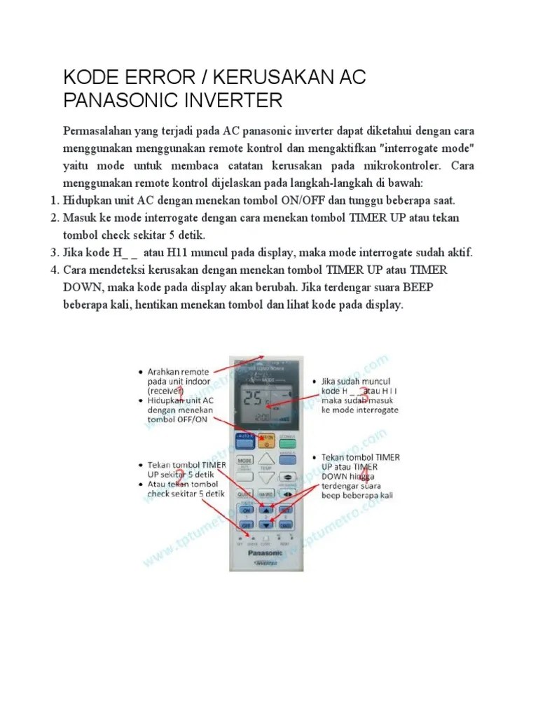 KODE ERROR PADA AC PANASONIC INVERTER Let's Learn, 52 OFF