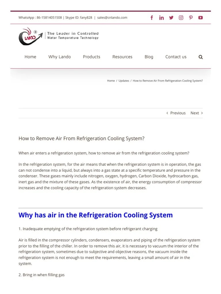 How To Remove Air From Refrigeration Cooling System PDF Download
