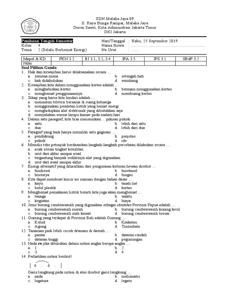 Soal K4 PTS T2 (Ok) | PDF