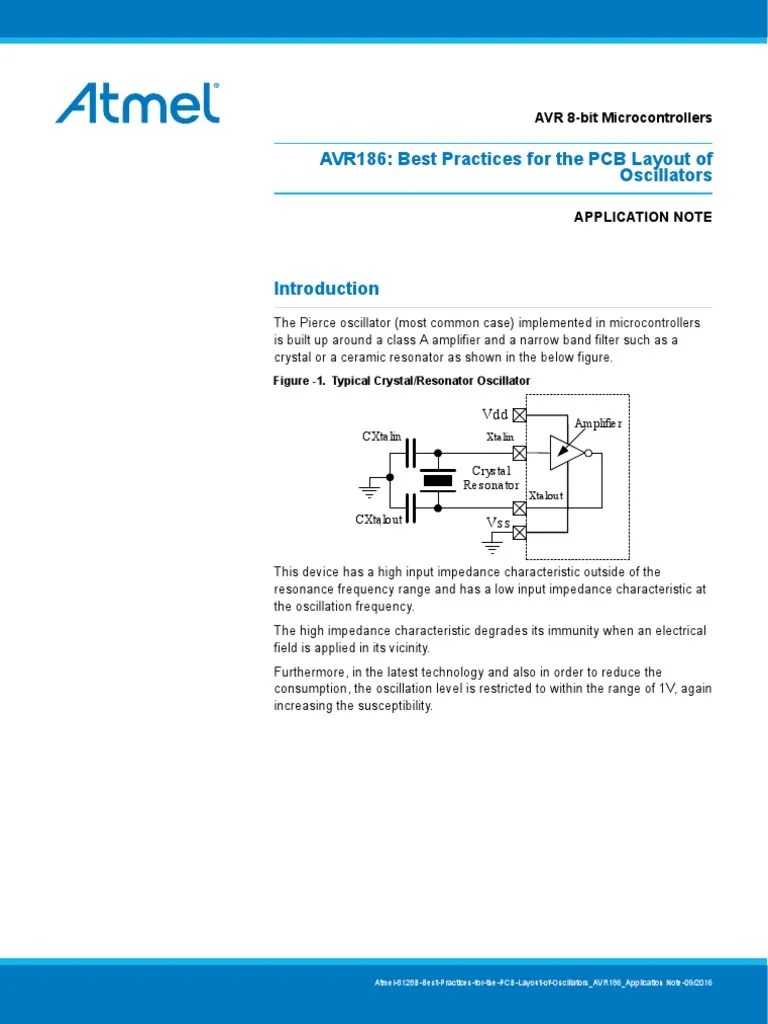 AVR186 Best Practices For The PCB Layout of Oscillators PDF