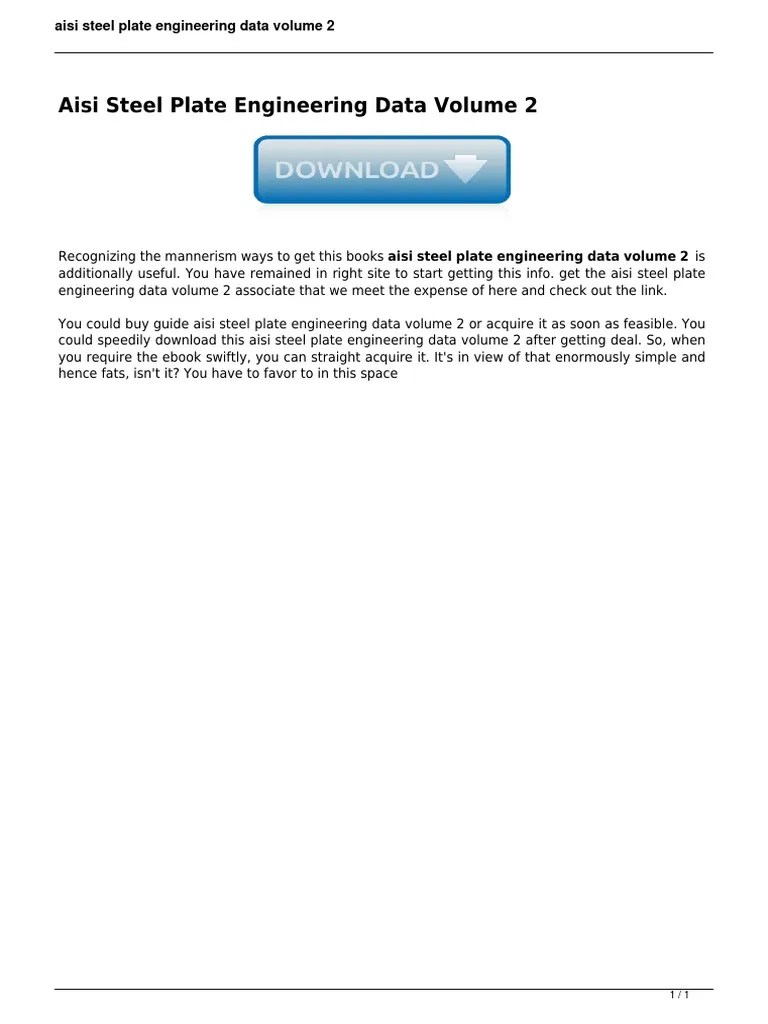 Aisi Steel Plate Engineering Data Volume 2 PDF