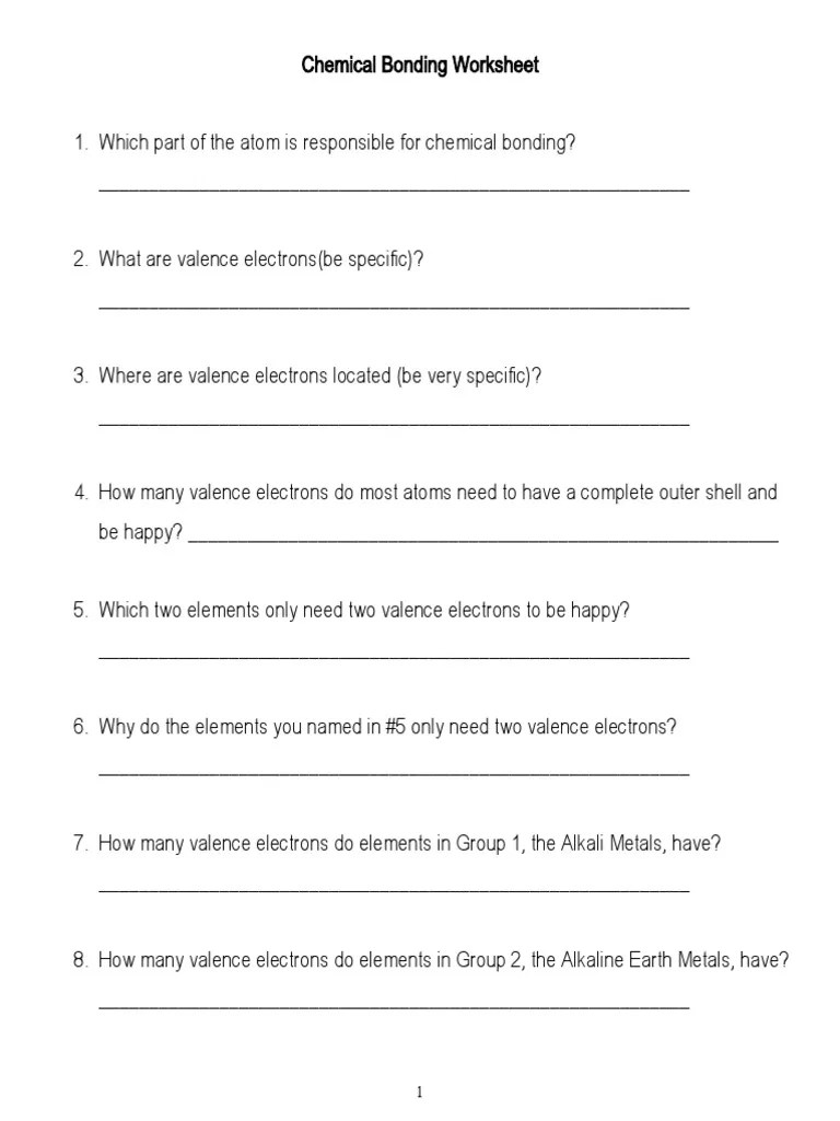 Chemical Bonding Review Worksheet | PDF | Valence (Chemistry) | Ionic