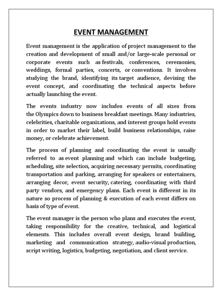 EVENT MANAGEMENT Notes PDF