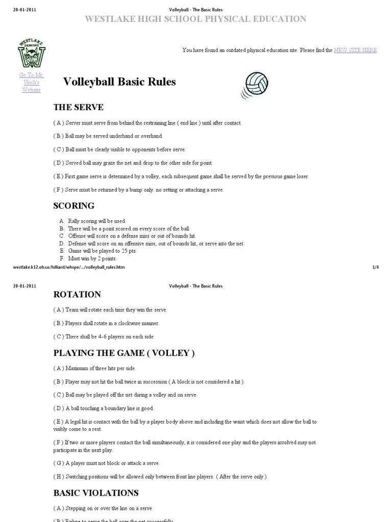 Volleyball The Basic Rules Volleyball Ball Games