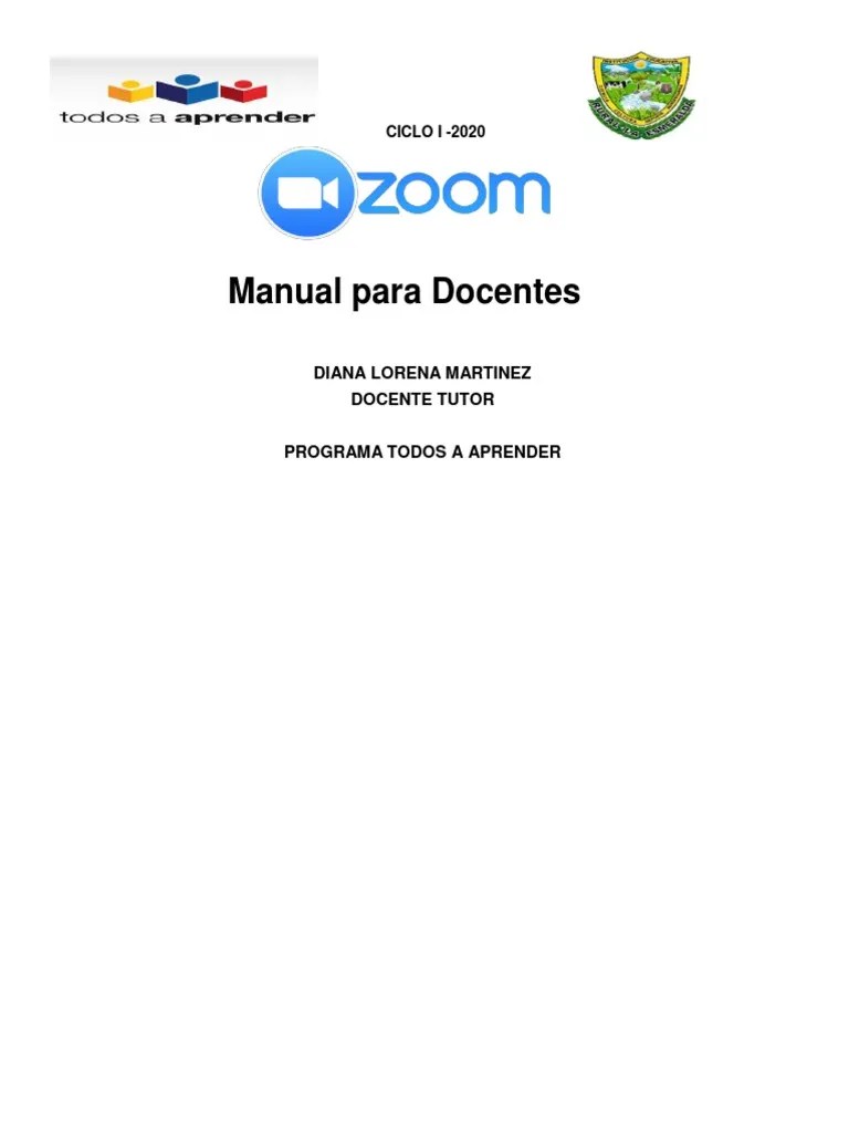 Manual de Zoom para Docentes PDF Chat en linea Videotelefonía