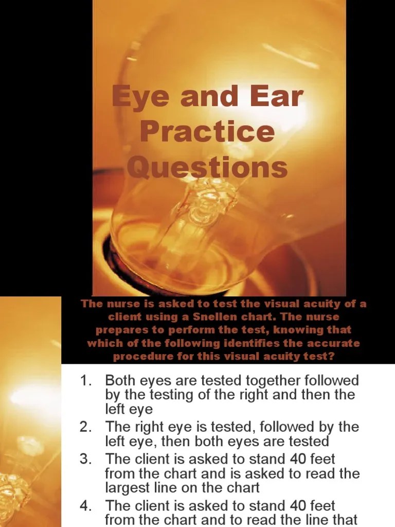 Practice questions for eyes and ears