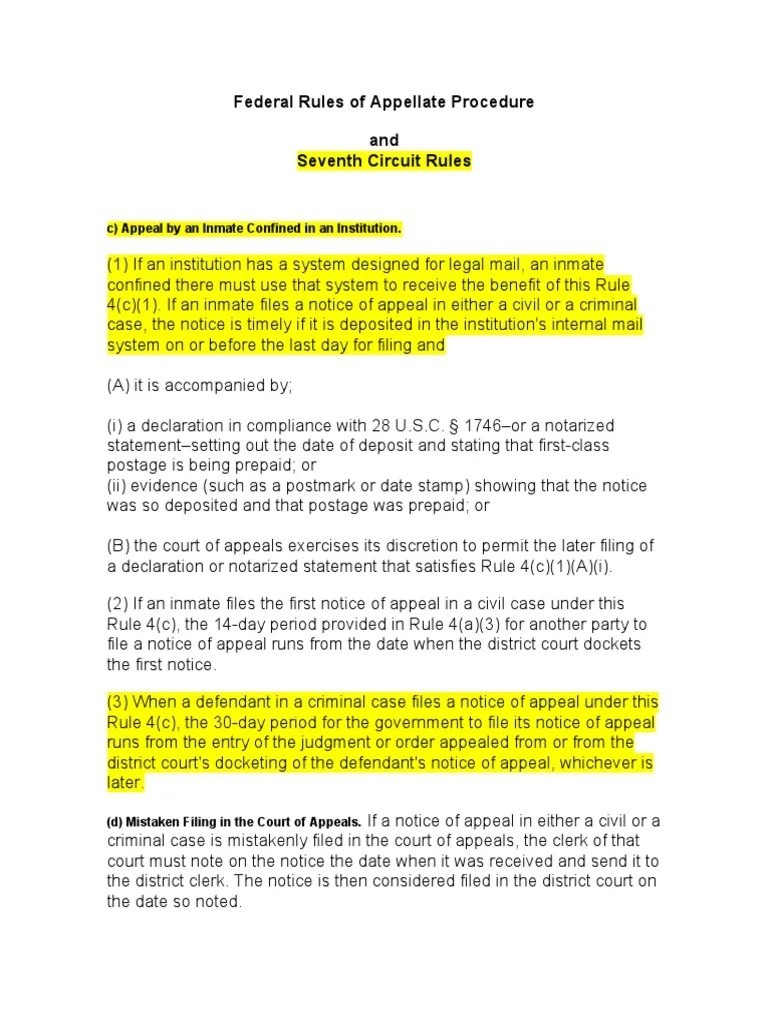 Federal Rules of Appellate Procedure PDF United States District
