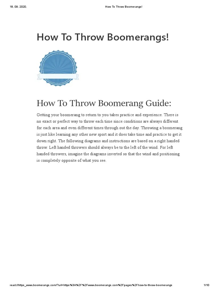 How To Throw Boomerangs! PDF Nature