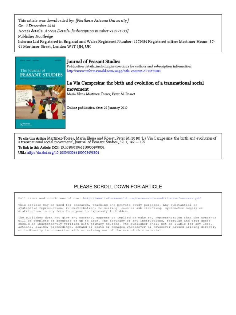 Journal of Peasant Studies Publication Details, Including Instructions