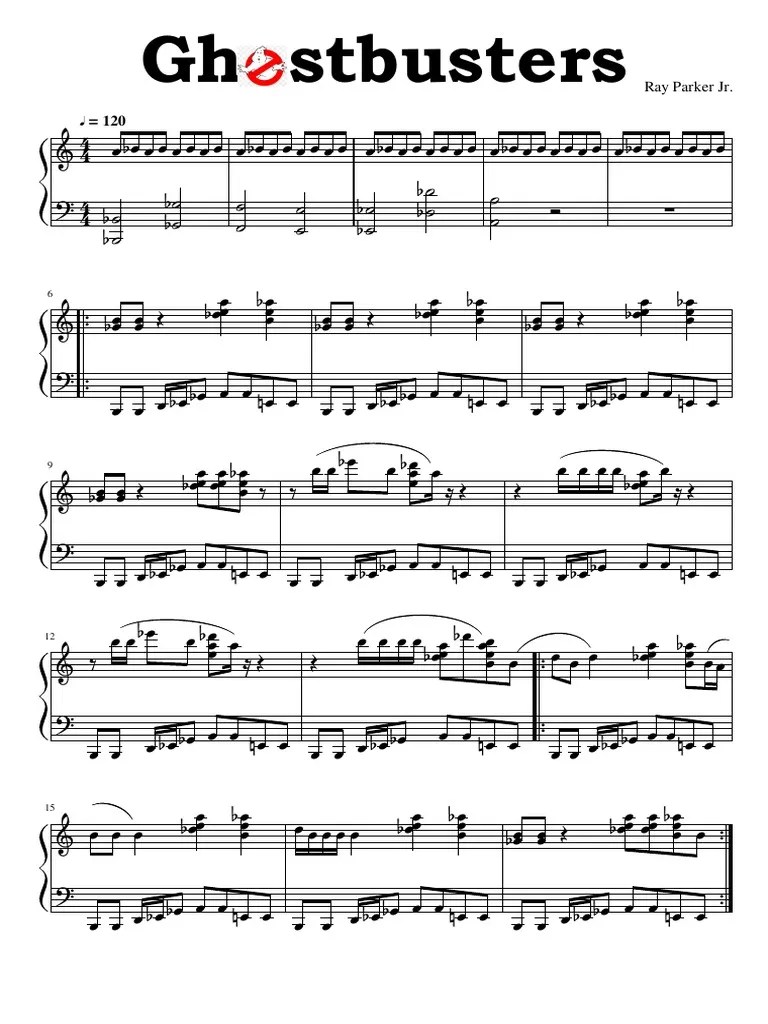 Ghostbusters Main Theme Piano Sheetmusic PDF Leisure