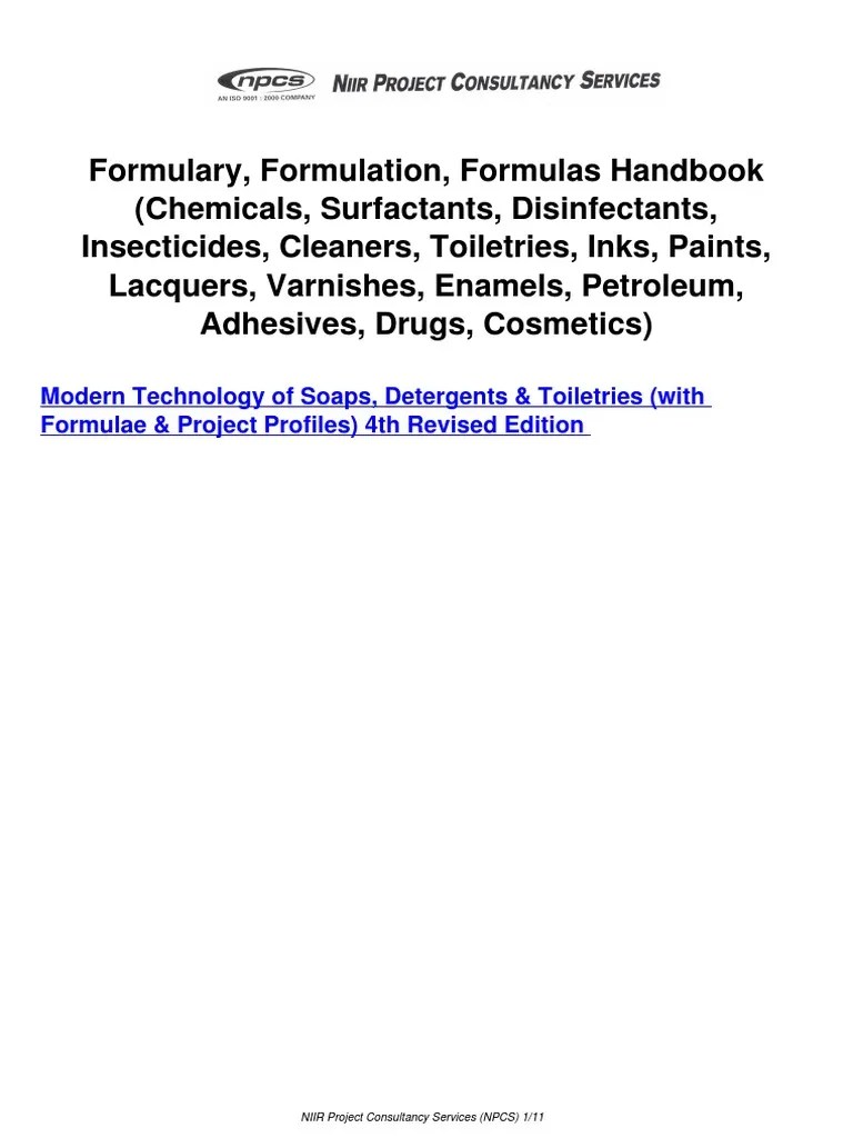 Modern Technology of Soaps, Detergents & Toiletries (With Formulae