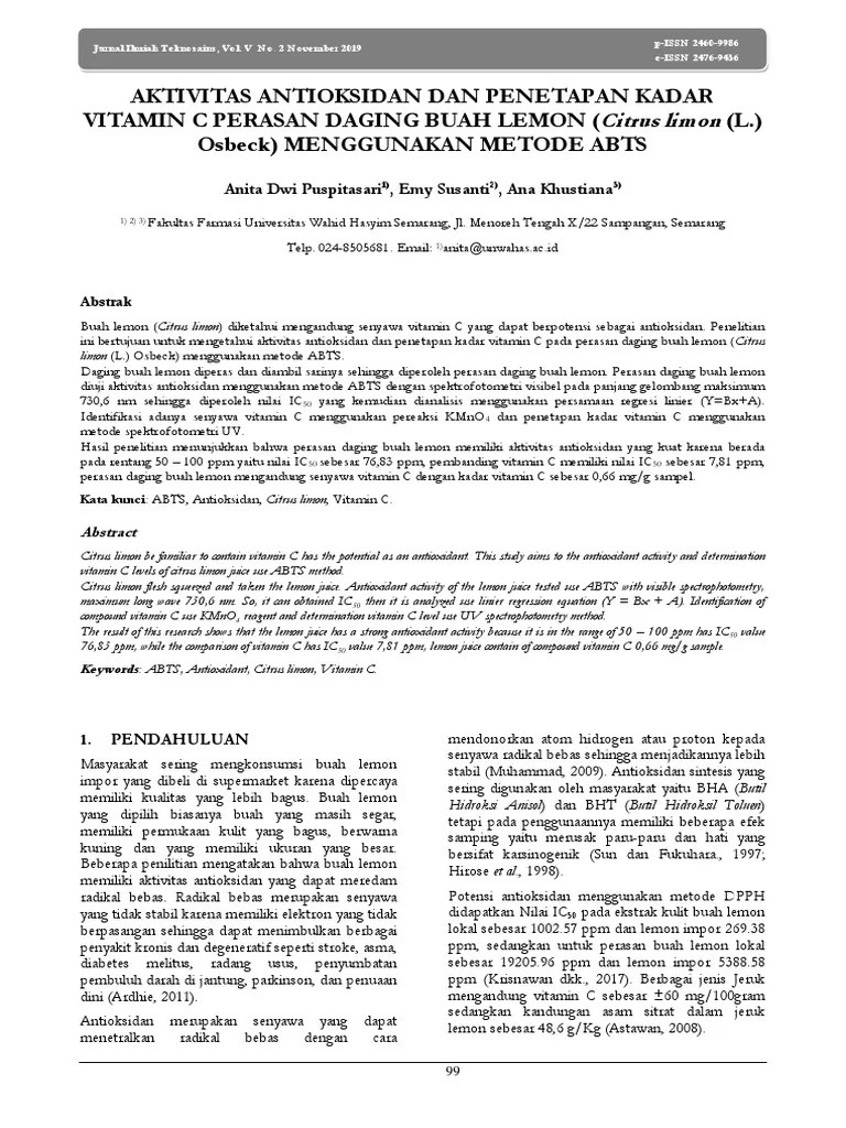 Aktivitas Antioksidan Dan Penetapan Kadar Vitamin | PDF