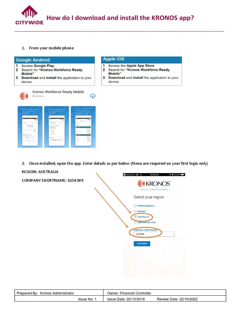 How Do I Download and Install The KRONOS App? 1. From Your Mobile