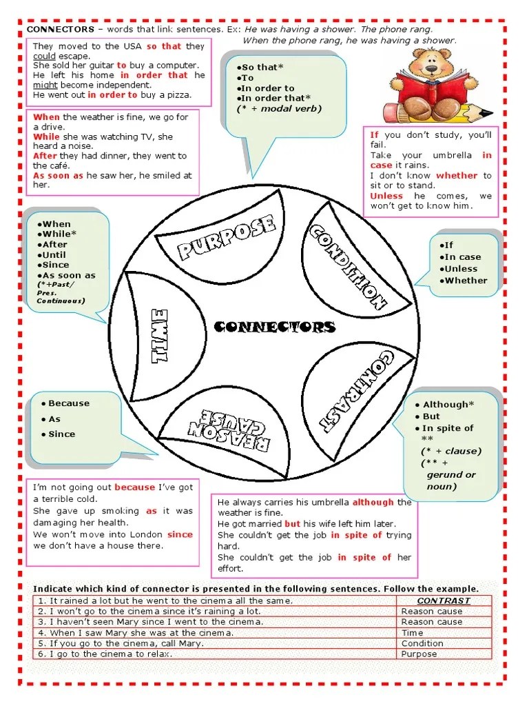 Connectors Exercise PDF Verb Semiotics