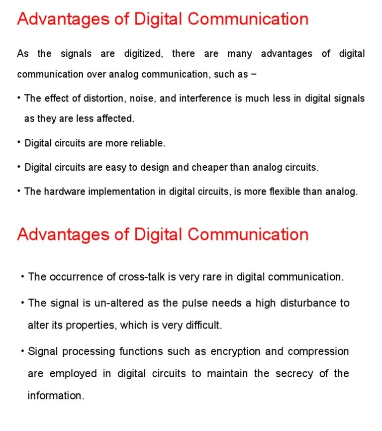 Advantages of Digital Communication 1 PDF