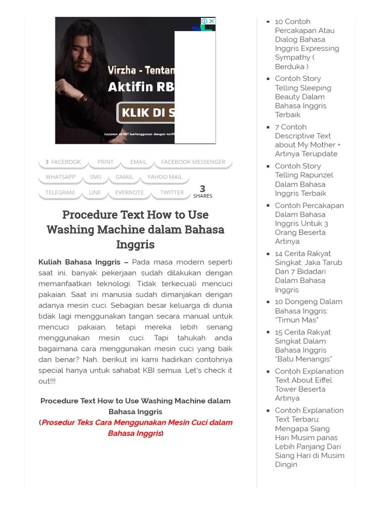 Procedure Text How To Use Washing Machine Dalam Bahasa Inggris | PDF