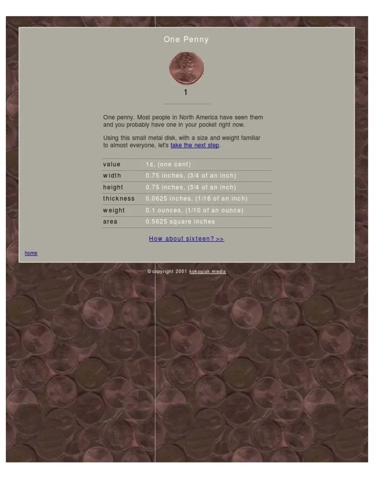 What Does A Million Pennies Look Like? Penny (United States Coin) Inch