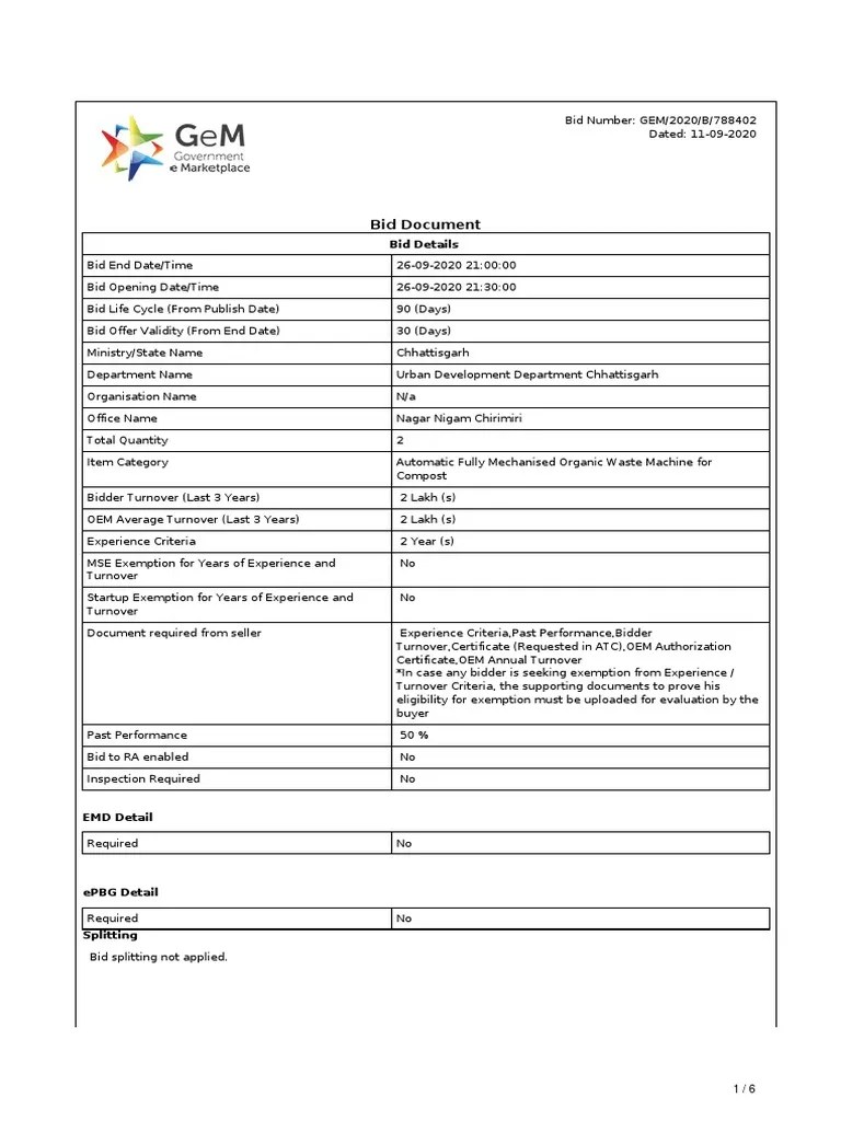 GeM Bidding 1872444 | PDF | Accountant | Specification (Technical 