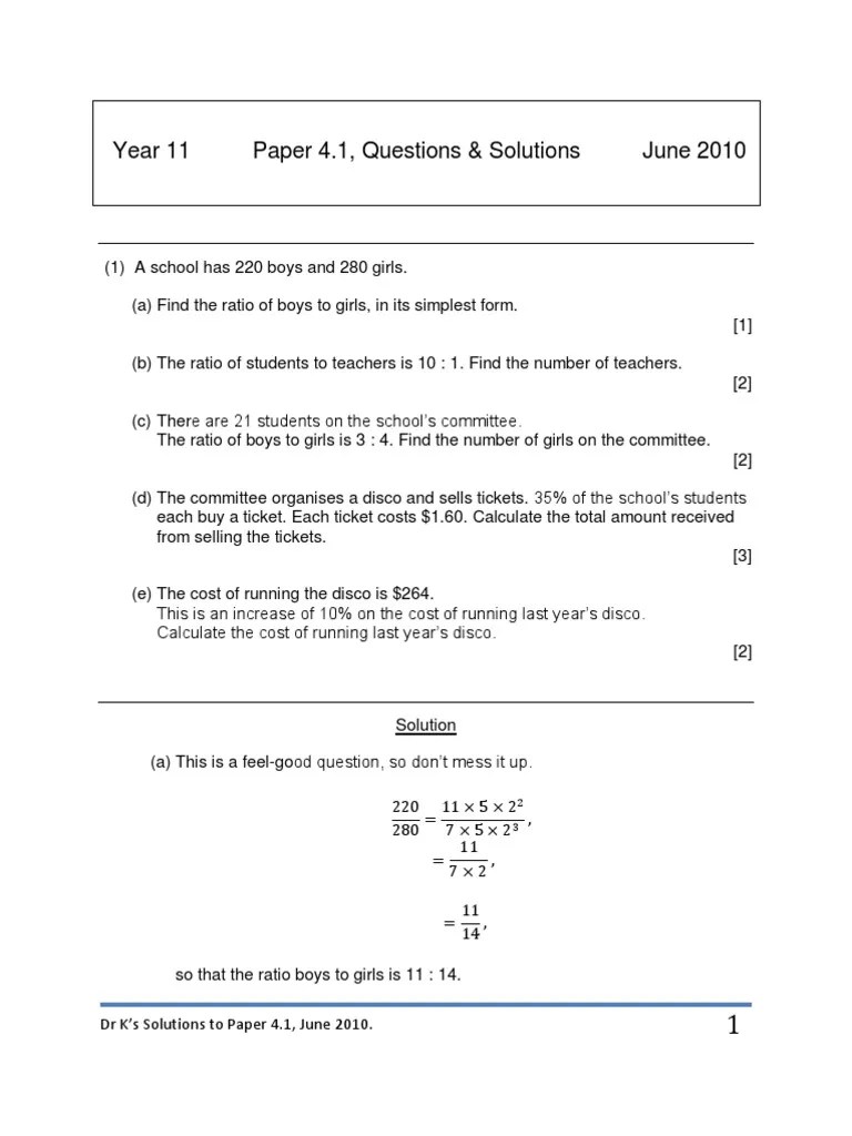 Year 11 Igsce Extended Math Paper 41 June 2010 Solutions 1295520081