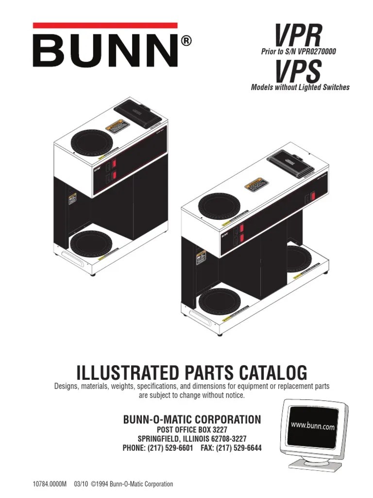 Bunn VPR Parts Manual | PDF | Screw | Manufactured Goods