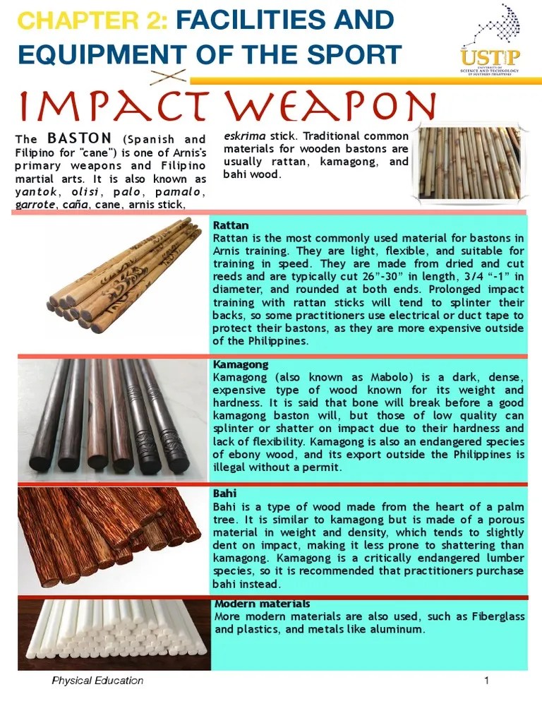 Chapter 2 Equipments and Facilities of Arnis PDF Melee Weapons Blade Weapons