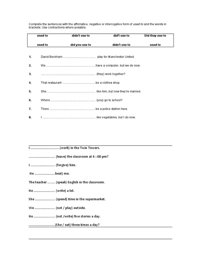 Used To Didn't Use To Did't Use To Did They Use To Used To Did You Use