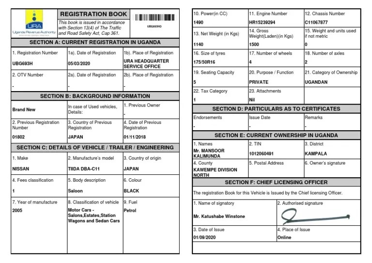 Registration Book Section A Current Registration in Uganda PDF