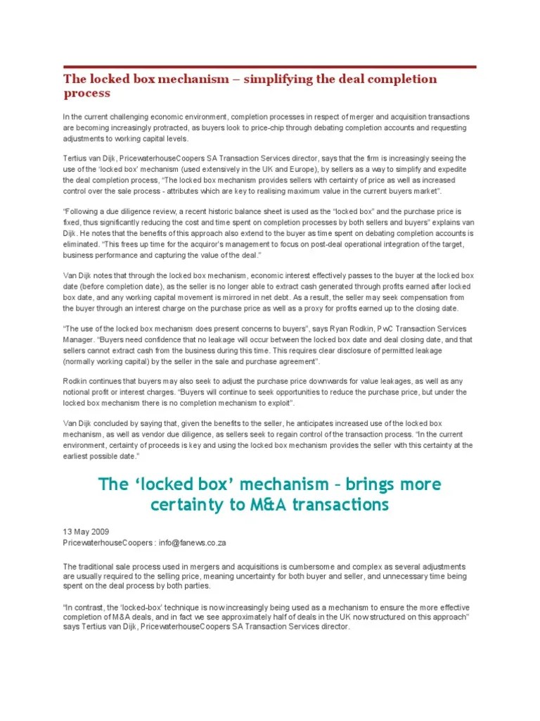 The locked box mechanism