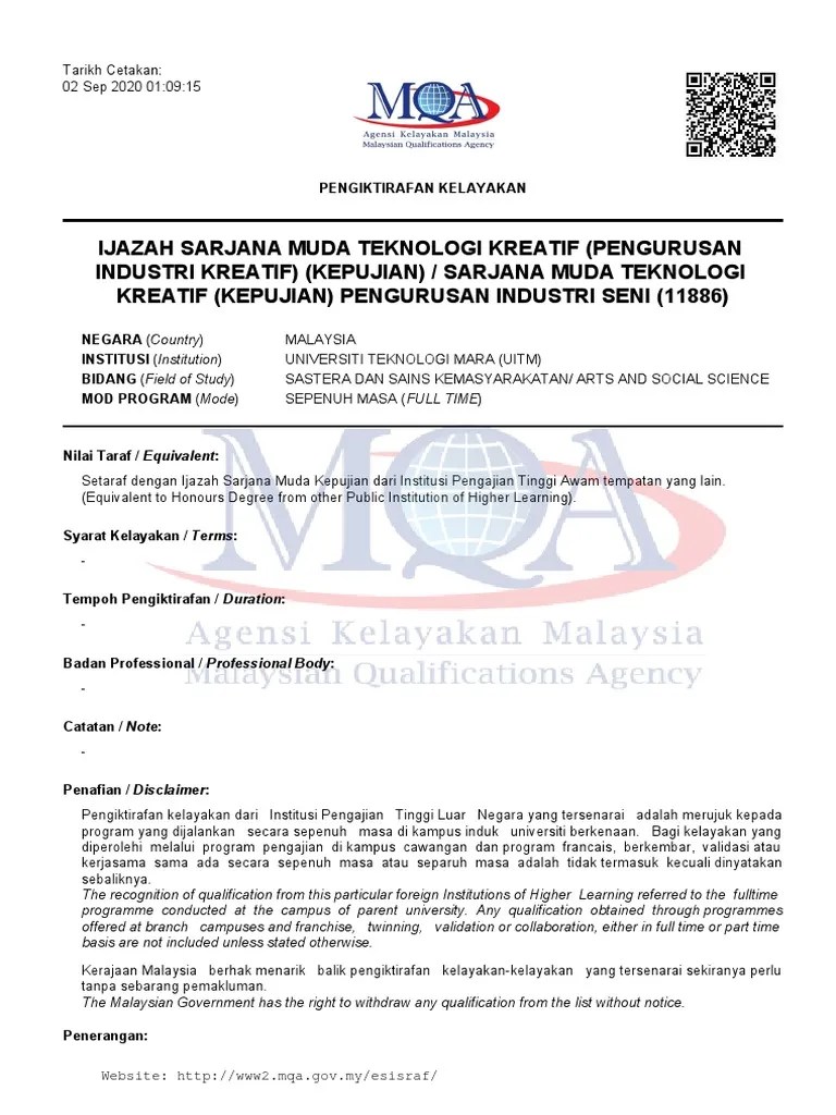 Cetakan Akreditasi Mqa - Cara Mendapatkan Salinan Cetakan Akreditasi